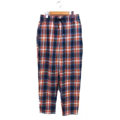 チャオパニック CIAOPANIC タグ付き イージーパンツ チェック ストレート ドローストリング コットン混 S 紺 ネイビー オレンジ /NT21