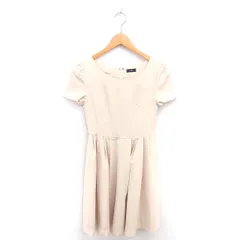 ガール Girl ワンピース フレア ミモレ丈 ロング ボートネック プルオーバー 半袖 S ベージュ 薄茶 /TT17