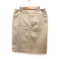 エムケー ミッシェルクラン MK MICHEL KLEIN タイトスカート ひざ丈 スリット 無地 コットン 綿 大きいサイズ 44 ベージュ /FT19