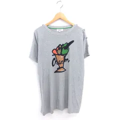 ソニア ソニアリキエル SONIA SONIA RYKIEL ワンピース ひざ丈 ボートネック 英字 パフェ柄 プルオーバー 半袖 44 グレー /TT33