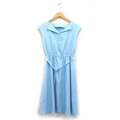 ナチュラルビューティーベーシック NATURAL BEAUTY BASIC フレア ワンピース ノースリーブ ロング ベルト 無地 M ライトブルー /FT24