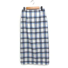 イエナ IENA チェック タイトスカート ナロースカート ロング スリット 34 オフホワイト 白 グレー 灰 /FT22