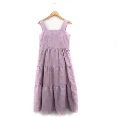 ラジエム La-gemme ワンピース ロング ノースリーブ ギンガムチェック パープル 紫 /KT22