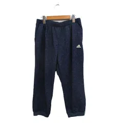 アディダス adidas 国内正規品 ジャージ クロップド丈 ロゴ 総柄 L ネイビー 紺 /KT10