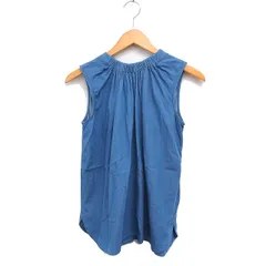 ナノユニバース nano universe ギャザー ブラウス ノースリーブ 無地 綿混 M ブルー 青 /FT17