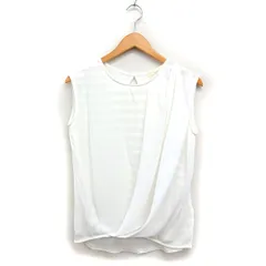 オペークドットクリップ OPAQUE.CLIP タグ付き シャドーボーダー アシンメトリー ドレープ カットソー  ノースリーブ 38 M ホワイト 白 /FT10