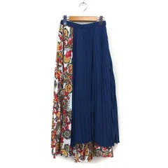 エイミーイストワール eimy istoire ニットコンビ プリーツスカート ロング丈 無地 柄 F ネイビー 紺 /FT5