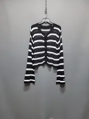 ルーズフィット ボーダー柄 カーディガン