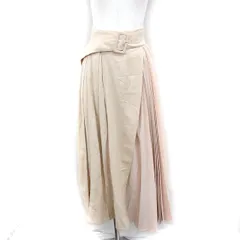 エイミーイストワール eimy istoire 切替 プリーツ Aライン スカート ロング マキシ丈 無地 綿麻 S アイボリー /FT12