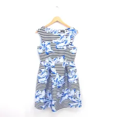 ダイアグラム グレースコンチネンタル Diagram GRACE CONTINENTAL ワンピース ボーダー 花柄 ロング フレア プルオーバー ノースリーブ 38 ブルー ブラック 青 黒 /TT