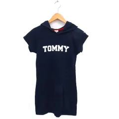 トミーガール tommy girl 国内正規品 パーカー チュニック ロゴプリント コットン 綿 ラグランスリーブ 半袖 S 紺 ネイビー /NT13