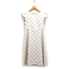 セルフォード CELFORD チェック フレア ワンピース フリル ノースリーブ ロング丈 34 ベージュ /FT24