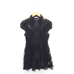 スナイデル SNIDEL シャツワンピース ミニ レース ウエスト切替 インナーワンピース 半袖 F 黒 ブラック /TT