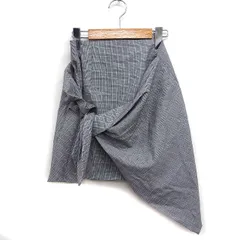 ザラウーマン ZARA WOMAN グレンチェック 台形スカート ミニ ラップ風 S グレー 灰 /FT34