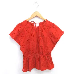 アーバンリサーチ ドアーズ URBAN RESEARCH DOORS ブラウス カットソー カットワーク刺繡 リボン フレンチスリーブ 半袖 ONE オレンジ /TT