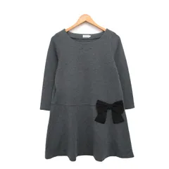 アナトリエ ANATELIER ワンピース ミニ 長袖 リボン シンプル 38 グレー 灰 /KT30
