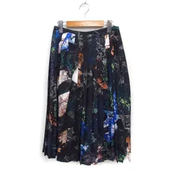 ケイタマルヤマ KEITA MARUYAMA プリント プリーツスカート ミディ丈 1 ブラック 黒 /FT10