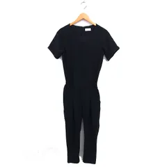 プラステ PLST オールインワン テーパード セパレート風 ラグランスリーブ ロールアップ 五分袖 M 黒 ブラック /NT23