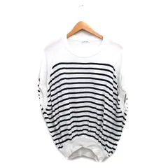 ルクールブラン le.coeur blanc ニット セーター 半袖 コットン ボーダー 38 ブラック 黒 /KT29