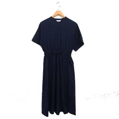 ビームスハート BEAMS HEART フレア ワンピース 半袖 ロング サイドボタンスカート 無地 ネイビー 紺 /FT9