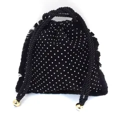 リリーブラウン Lily Brown ドットジャガード 巾着バッグ フリンジ ロープ紐 F ブラック 黒 /FT6