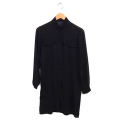 ザラ ベーシック ZARA BASIC シアー シャツ ワンピース 長袖 ひざ丈 無地 XS ブラック 黒 /FT14