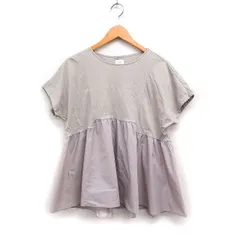 アーバンリサーチ ドアーズ URBAN RESEARCH DOORS 素材切替 フレア ブラウス 半袖 丸首 無地 M グレージュ /FT11