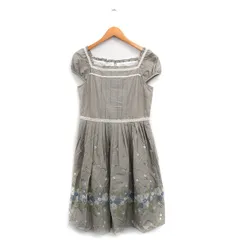 PLACE PAUSE タグ付き ワンピース 半袖 レース 刺繍 コットン グレー 灰 /KT27