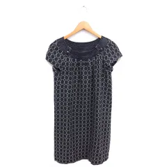 クミキョク 組曲 KUMIKYOKU ワンピース ミモレ丈 ロング 総柄 ラグランスリーブ プルオーバー 半袖 2 チャコールグレー /TT