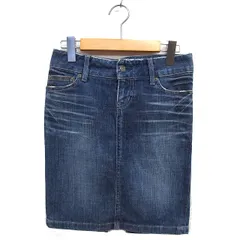 マウジー MOUSSY デニム タイト スカート ミニ スリット コットン 綿 ひげ加工 ジップフライ24 青 ブルー /NT28