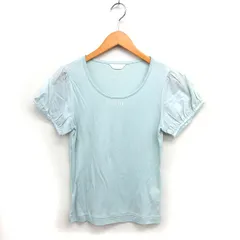 ピンクハウス PINK HOUSE Tブラウス レース ロゴプリント ラウンドネック 切替 コットン 綿 透け感 半袖 M スモーキーグリーン /NT12