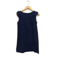 ジルスチュアート JILL STUART レース付き ワンピース ノースリーブ ミニ 無地 コットン 綿 2 ネイビー 紺 /FT16