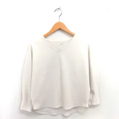 アウィーエフ AuieF カットソー Vネック ビッグシルエット 薄手 長袖 F ライトベージュ 薄茶 /TT