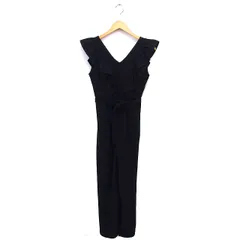 バースデイバッシュ BIRTHDAY BASH オールインワン フリル リボン ノースリーブ ストレート Vネック S 黒 ブラック /NT8