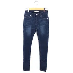 セシルマクビー CECIL McBEE デニム スキニー パンツ ヒゲ加工 ジップフライ ストレッチ 裏起毛 S インディゴ 紺 /TT