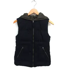 プラステ PLST リバーシブル ダウン ベスト フード 前開き ジップアップ S 黒 ブラック /NT22