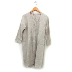 サマンサモスモス SM2 リネン シャツワンピース フレア ひざ丈 ピンタック 長袖 M ベージュ /NT31