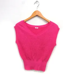 イエナ IENA Vネック サマーニット セーター リブ クロップド スカラップ 半袖 ピンク /NT23