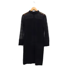 B&Y ユナイテッドアローズ BEAUTY&YOUTH ビューティー&ユース 切替 レース ワンピース 長袖 ロング バンドカラー スリットフォーマル M ブラック 黒 /FT17