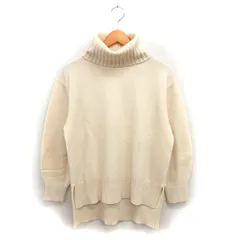 プラステ PLST オフタートル ニット セーター ウール リブ バックロング スリット 長袖 S ベージュ /NT18