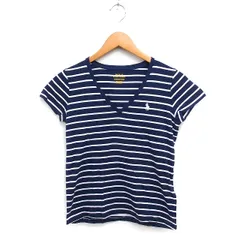 ポロ ラルフローレン POLO RALPH LAUREN 国内正規品 ボーダー Tシャツ カットソー Vネック 半袖 コットン 綿 XS ネイビー 紺 /FT15