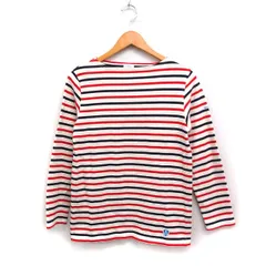 オーチバル ORCIVAL オーシバル トリコロールカラー ボーダー バスクシャツ 長袖 ボートネック コットン 綿 2 レッド 赤 ブラック 黒 /FT26