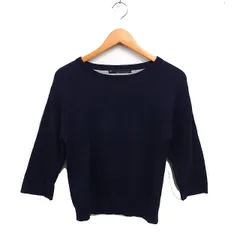 マルティニーク martinique ウール混 ニット セーター 7分袖 無地 ネイビー 紺 /FT2