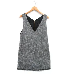 マイストラーダ Mystrada ジャンパースカート ミニ Vネック ツイード 36 ブラック 黒 /KT28