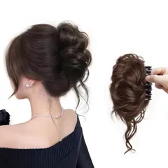 発表会 結婚式 女性 ダンス カ一ル部分ウィッグ お団子ヘアクリップ 和装 つけ毛 髪の毛 おしゃれ お団子へアエクステ かわいい 巻き付け レディース 髪飾り 大きめ ヘアクリップ型 ヘアクリップの付け髪 バンスクリップ お団子ウィッグ ヘアアレンジ (ライ