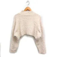 ムルーア MURUA シャギー ニット セーター 長袖 ハイネック ショート丈 無地 F ライトベージュ /FT36