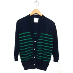 ユナイテッドアローズ UNITED ARROWS STYLE for LIVING ボーダー カーディガン ニット ハイゲージ リブ ワイド 長袖 紺 ネイビー /NT23
