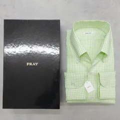 FRAY　フライ　ドレスシャツ　ボタンダウン　ワンピースカラー　チェック柄　コットン　グリーン　イタリア製　メンズ　39　b00318のサムネイル