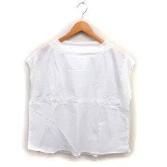 ヒューマンウーマン HUMAN WOMAN arrive paris ボートネック カットソー リブ ワイド 透け感 スリット コットン 綿 半袖 M 白 ホワイト /NT14