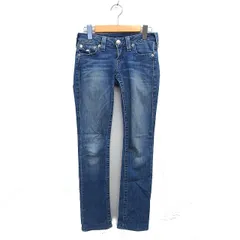 トゥルーレリジョン TRUE RELIGION ローライズ デニム ジーンズ ひげ加工 コットン 綿 ジップフライ 24 青 ブルー /NT32